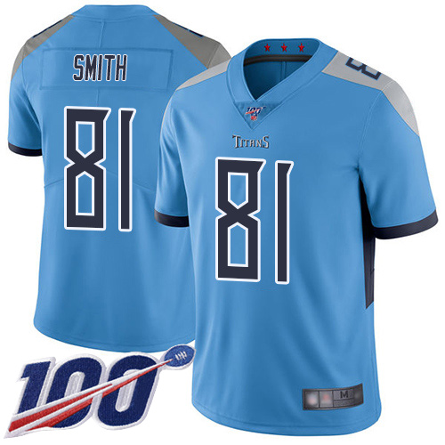 Tennessee Titans Limited Light Blue Men Jonnu Smith Alternate Jersey NFL Football 81 100th Season Vapor Untouchable